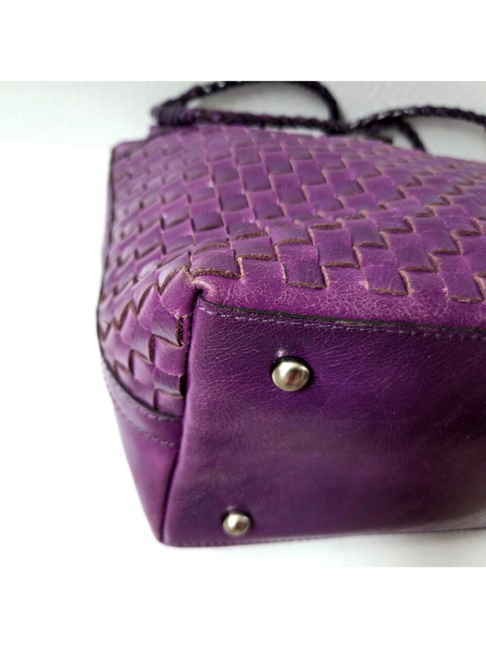 Patricia Nash Purse Purple Discovery Woven Iverna Bucket Shoulder Bag Plum Jam - Picture 8 of 16